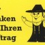 Gelber Aufkleber: "Wir danken für Ihren Auftrag" neben winkender Cartoonfigur im schwarzen Hut und Zunftkleidung, freundlich und einladend gestaltet. Wertica Shop