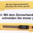 Zwei gelbe Universalmesser mit schwarzen Klingen. Slogan: "Mit dem Zimmerhandwerk schneiden Sie immer gut ab" - Schreinerwerkzeuge, die immer gut ankommen!. Wertica Shop