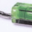Kleiner, rechteckiger, grüner Mini-Wasserwaage-Schlüsselanhänger "Delta" mit Metallring - sieht aus wie eine Mini-Libelle. Wertica Shop