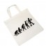 Die Baumwolltasche "Dachdecker-Evolution" zeigt den menschlichen Evolutionsprozess bis hin zum Dachdecker mit Werkzeug als schwarze Silhouette. Wertica Shop