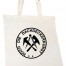 Weiße Baumwolltasche mit schwarzen Henkeln, Zunft-Emblem und Schriftzug "Hoch die Dachdeckerkunst" - perfekt für stolze Dachdecker!. Wertica Shop