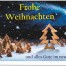 Winternacht": Holz-Tannen im Schnee unter Sternenhimmel und hellem Stern, mit dem Gruß: Frohe Weihnachten und alles Gute im neuen Jahr. Wertica Shop