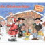 Der Cartoon zeigt festlich gekleidete Menschen auf einem verschneiten Weihnachtsmarkt mit Weihnachtsbaum, Geschenken und dem Schild: Frohe Weihnachten!. Wertica Shop